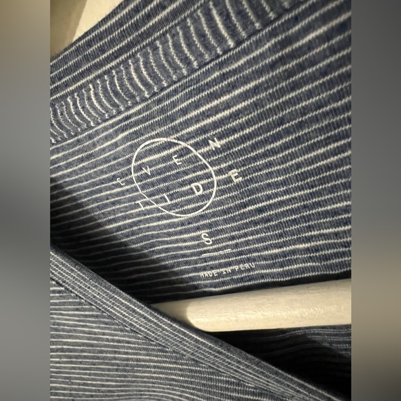 Men blue with stripes fashion t-shirt by Even Tide size Small - Picture 4 of 6